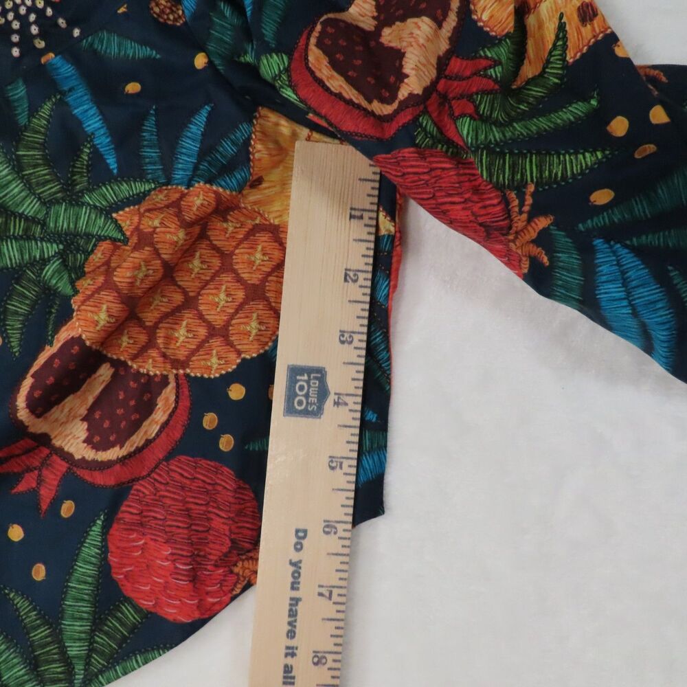 FARM Rio Tropical Fruit Print Cropped Button Blouse Jacket Puff Sleeve S - Picture 4 of 12